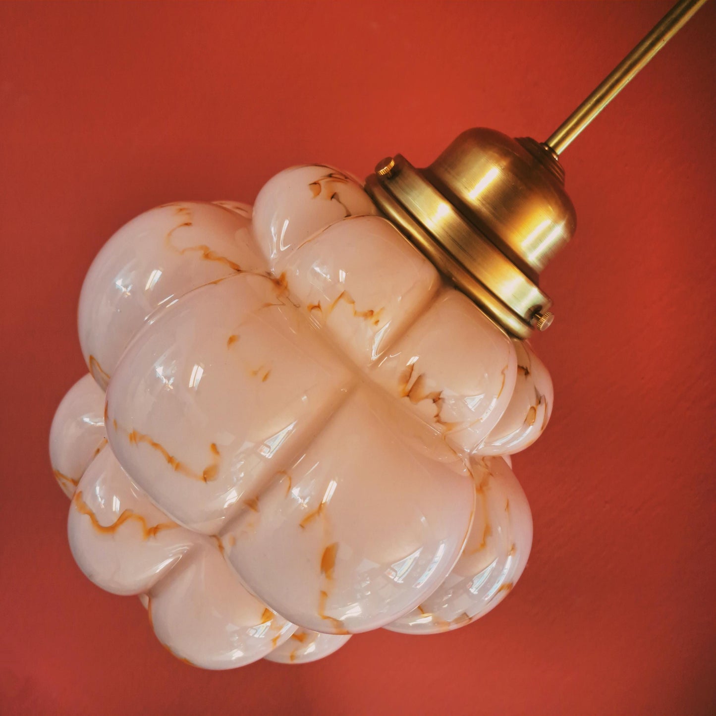 Art Deco Pink Marbled Murano Glass Pendant Light