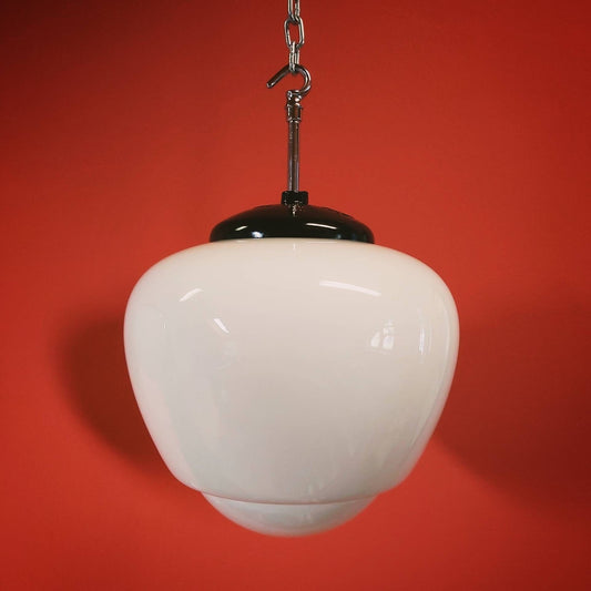 Opaline Teardrop Pendant Light: Mid-Century Modern Milk Glass