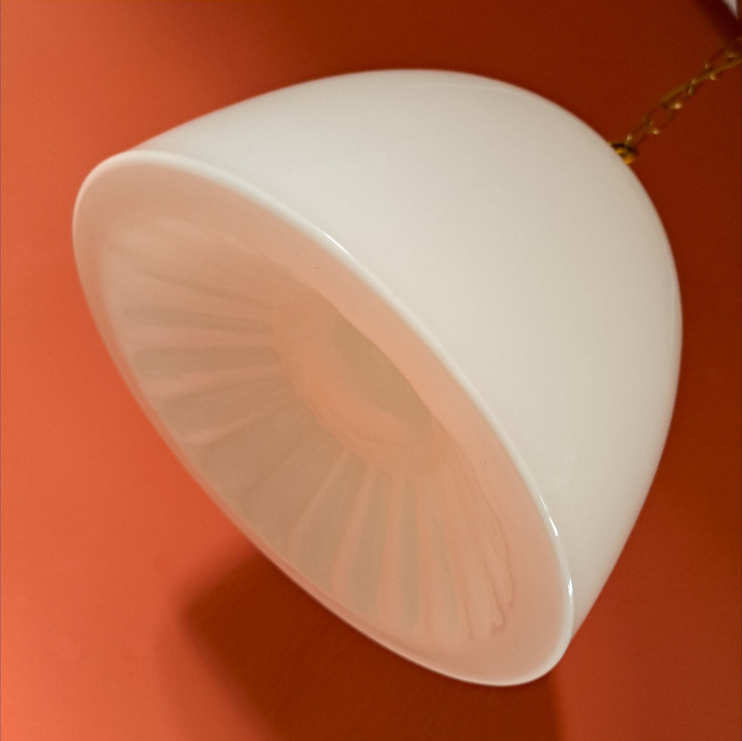 Large Vintage Brass Opaline Glass Pendant Lights