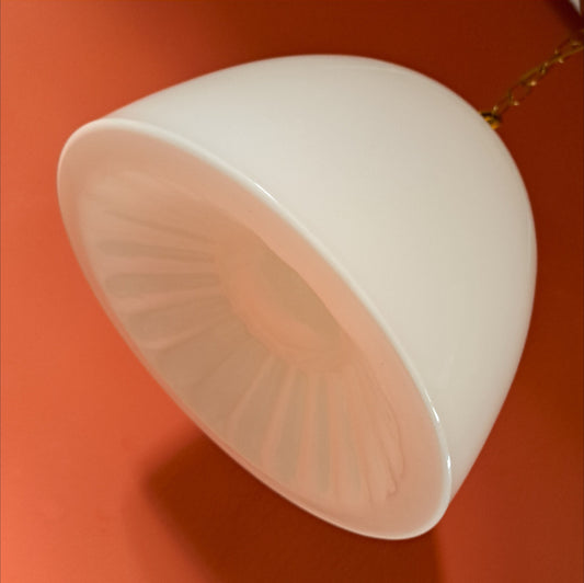 Large Vintage Brass Opaline Glass Pendant Lights