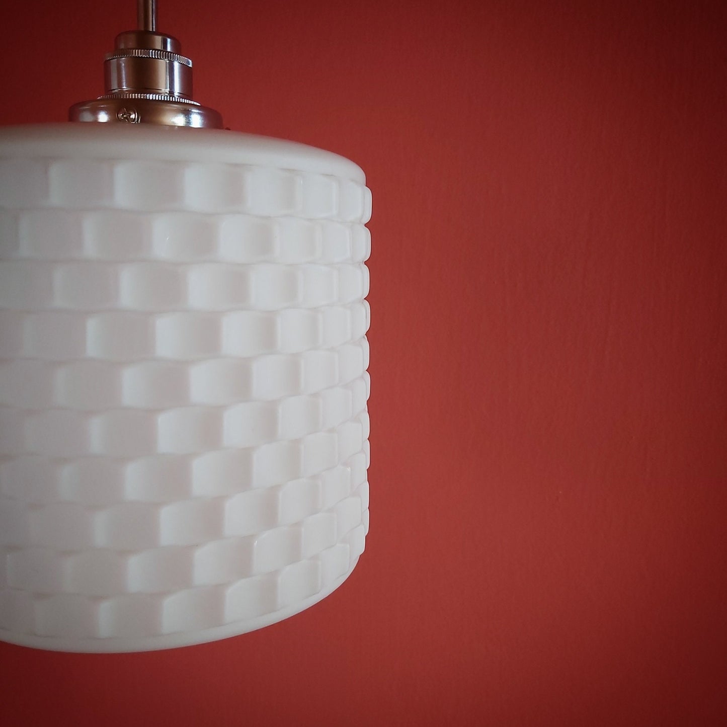 Vintage Opaline Glass pendant Light Mid Century MULTIPLES AVAILABLE