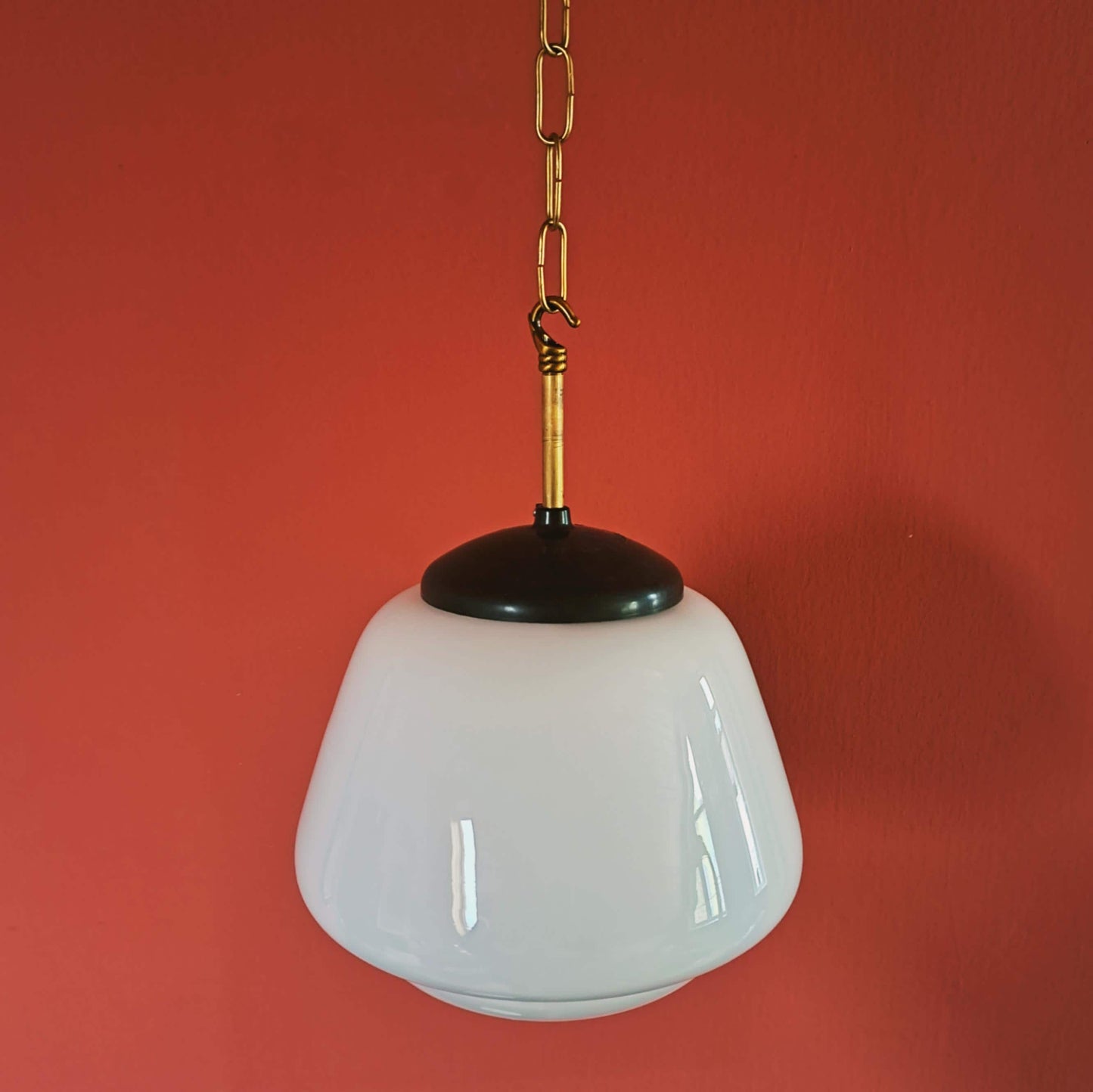 Mid Century Opaline Glass Schoolhouse Pendant Lights MULTIPLES AVAILABLE