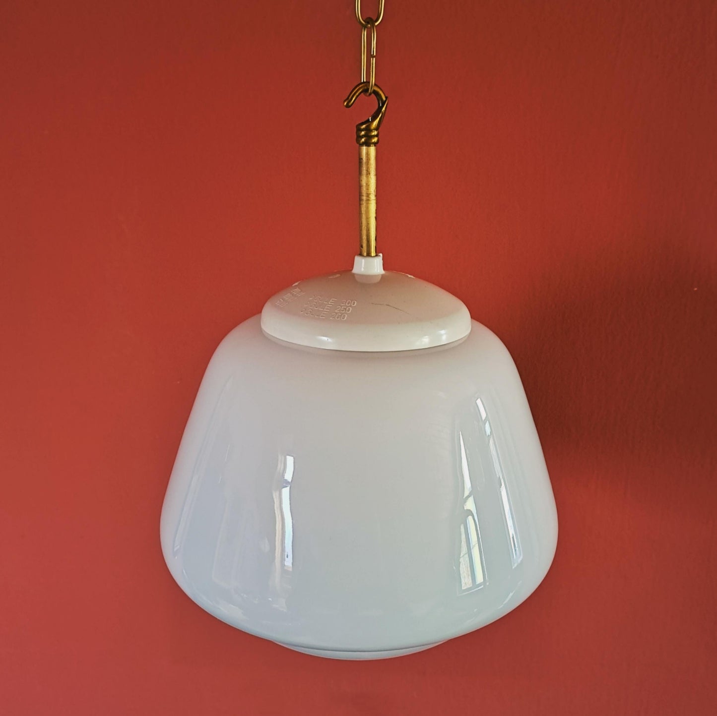 Mid Century Opaline Glass Schoolhouse Pendant Lights MULTIPLES AVAILABLE