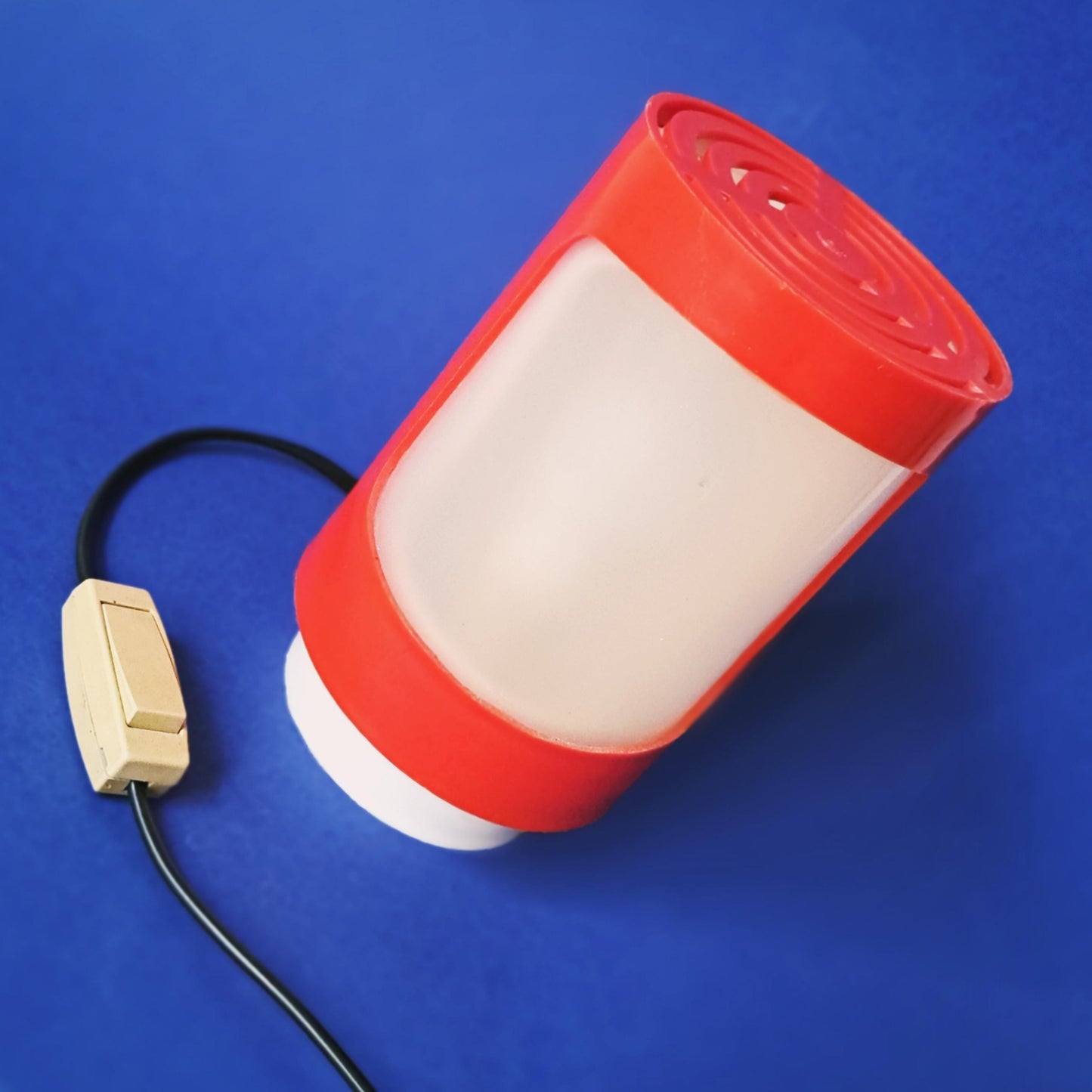 Pair of Space Age Bedside Lamps: 1960s Atomic Orange & White Plastic