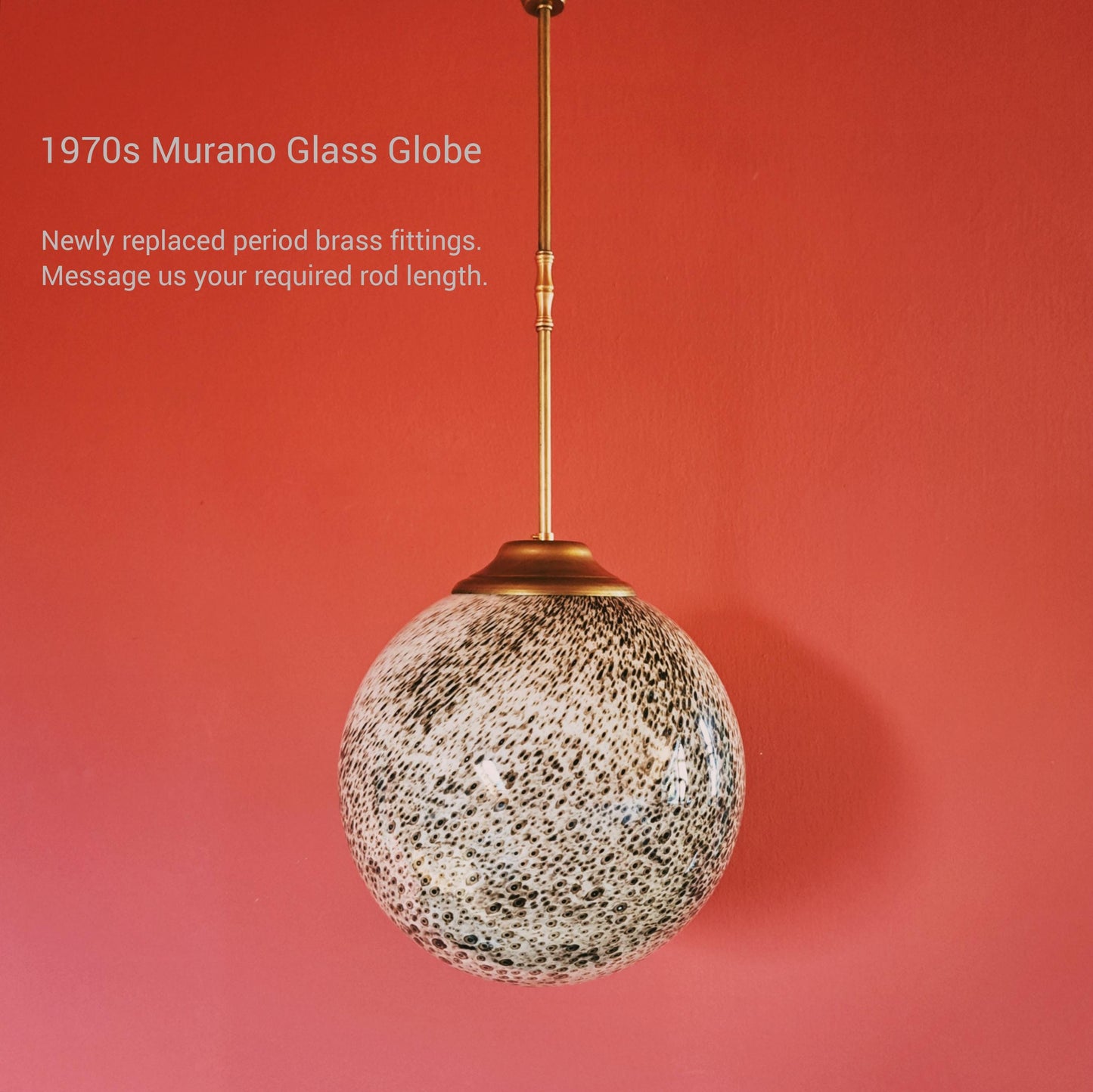 Large Mid Century Murano Glass Ball Globe Pendant Lights MULTIPLES AVAILABLE