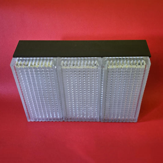 Mid Century Pressed Glass Sconce: Metal Flush Mount Ceiling Light
