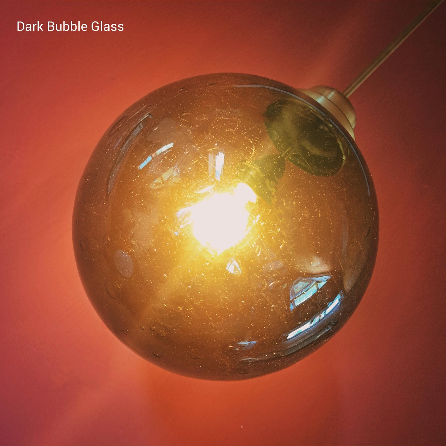 Vintage Dark Glass Globe Pendant Light w/ Brass Fittings