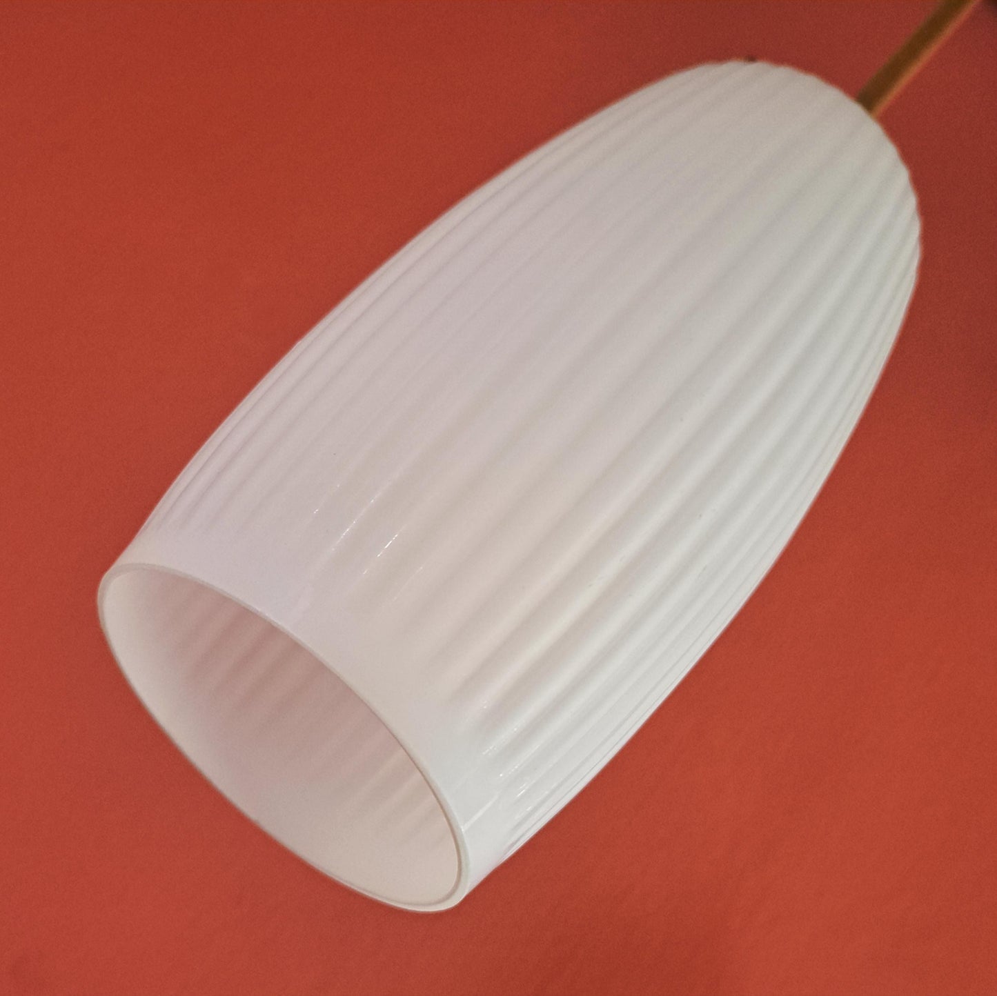Vintage Ribbed Opaline Glass Pendant Lights MULTIPLES AVAILABLE