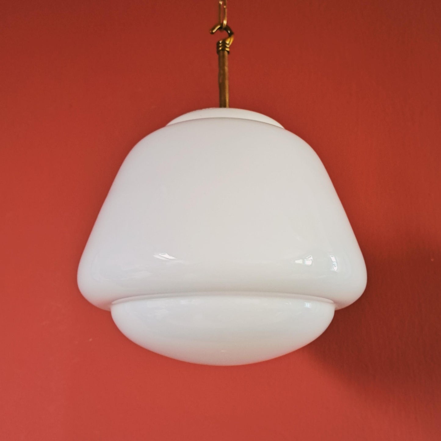 Mid Century Opaline Glass Schoolhouse Pendant Lights MULTIPLES AVAILABLE