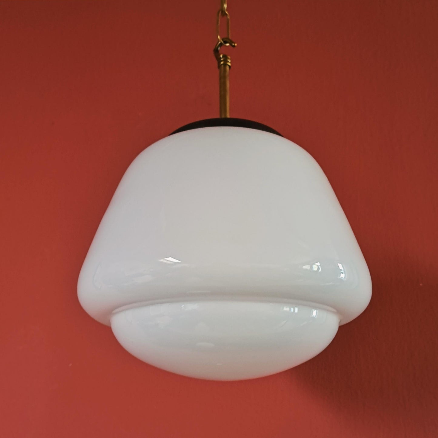 Mid Century Opaline Glass Schoolhouse Pendant Lights MULTIPLES AVAILABLE