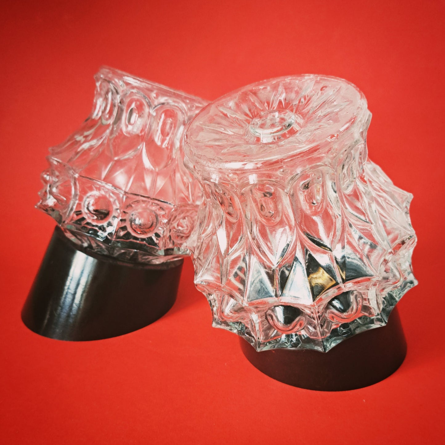 Mid Century Bakelite Crystal Glass Wall Sconce Light MULTIPLES AVAILABLE