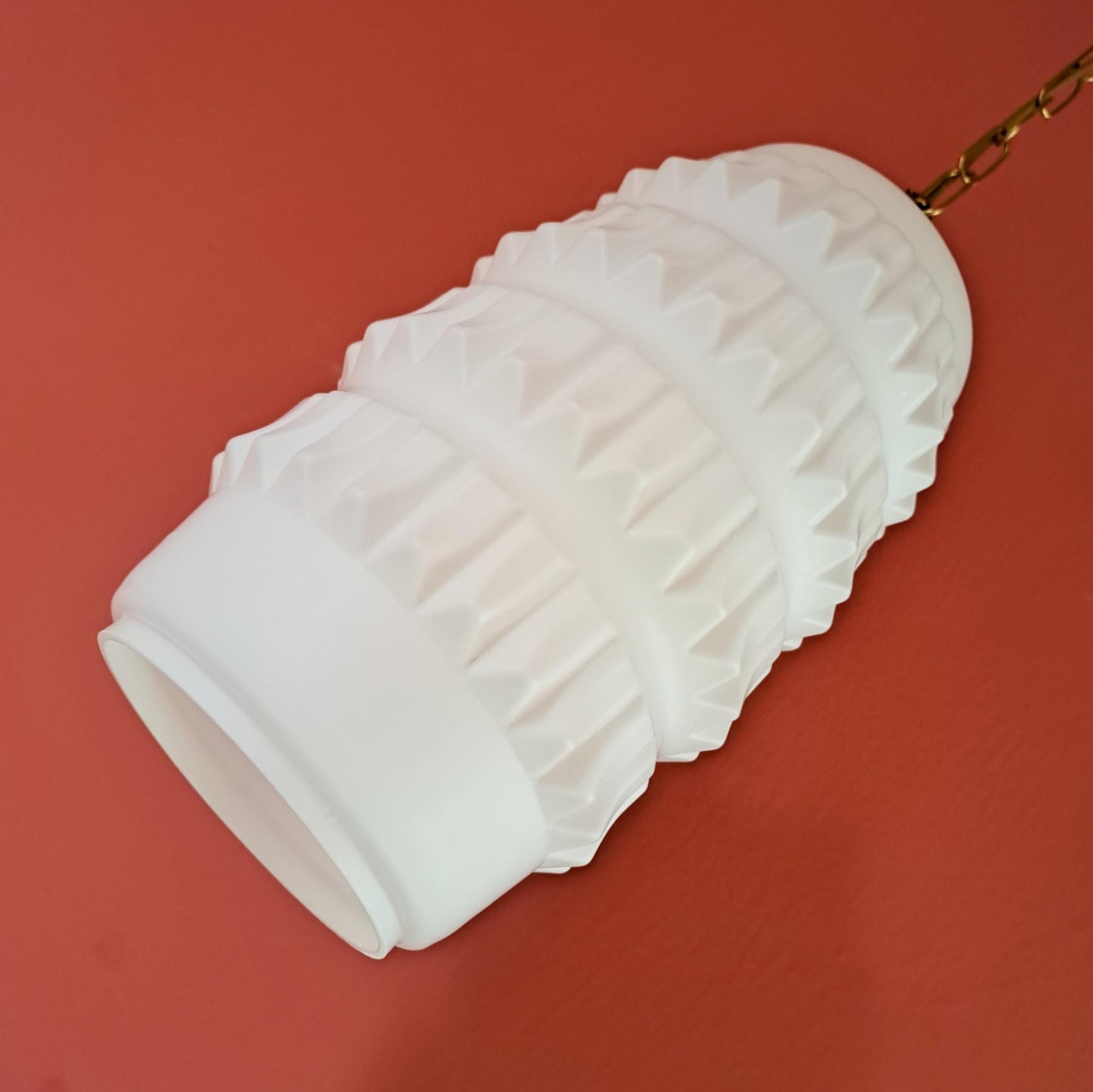 3 x Vintage Opaline Glass Pendant Lights