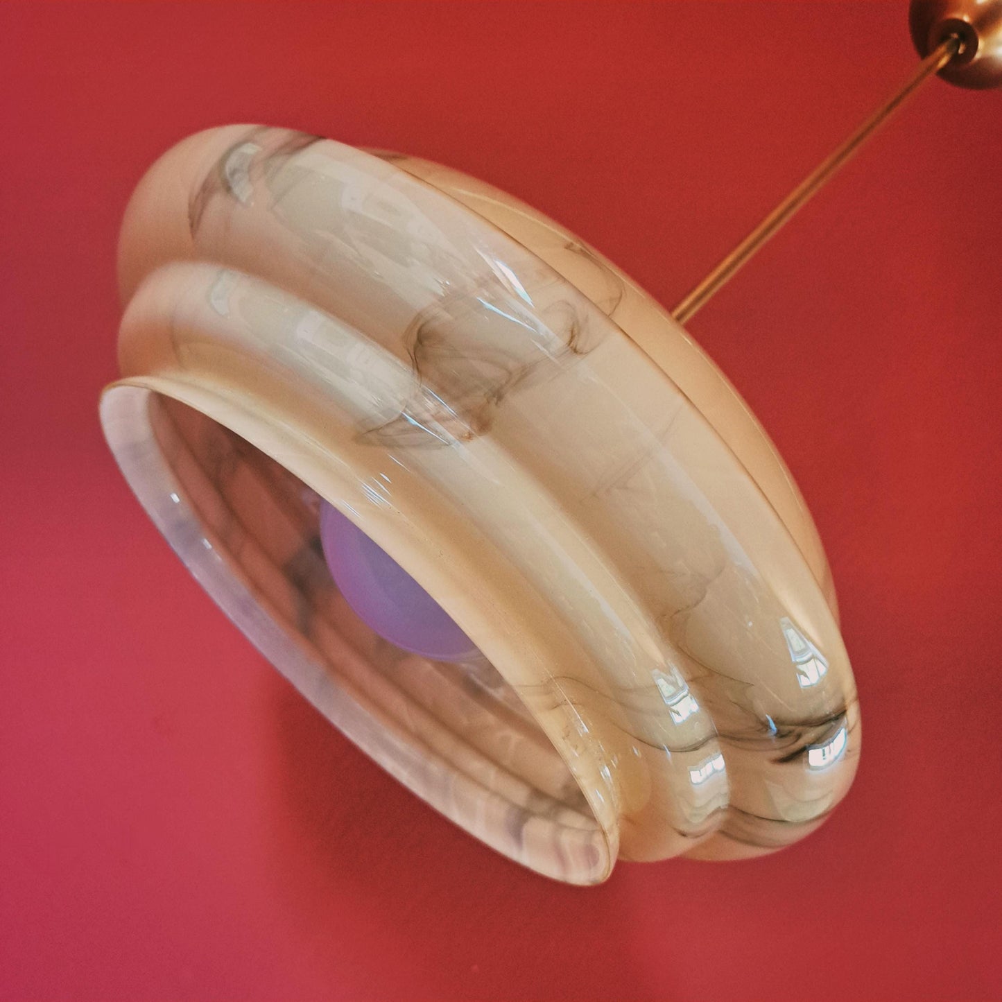 Art Deco Opaline Marbled Glass Pendant Light