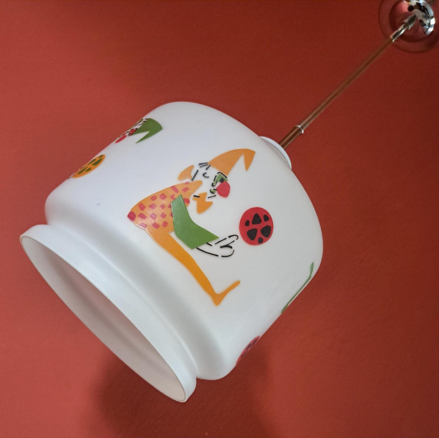 Vintage Clown Nursery Opaline Glass Pendant Light