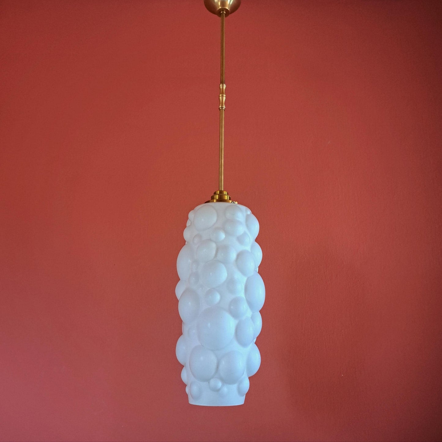 Vintage 1960's white opaline milk glass bubble pendant light