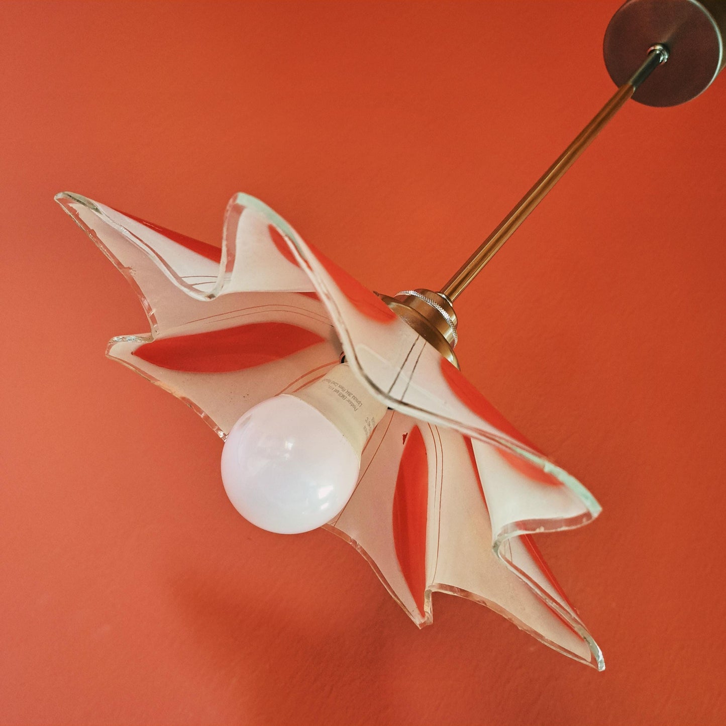 1960s Flower Glass Pendant Lights Red Yellow & Blue