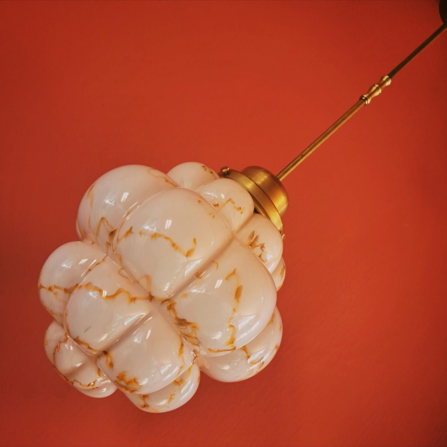 Art Deco Pink Marbled Murano Glass Pendant Light