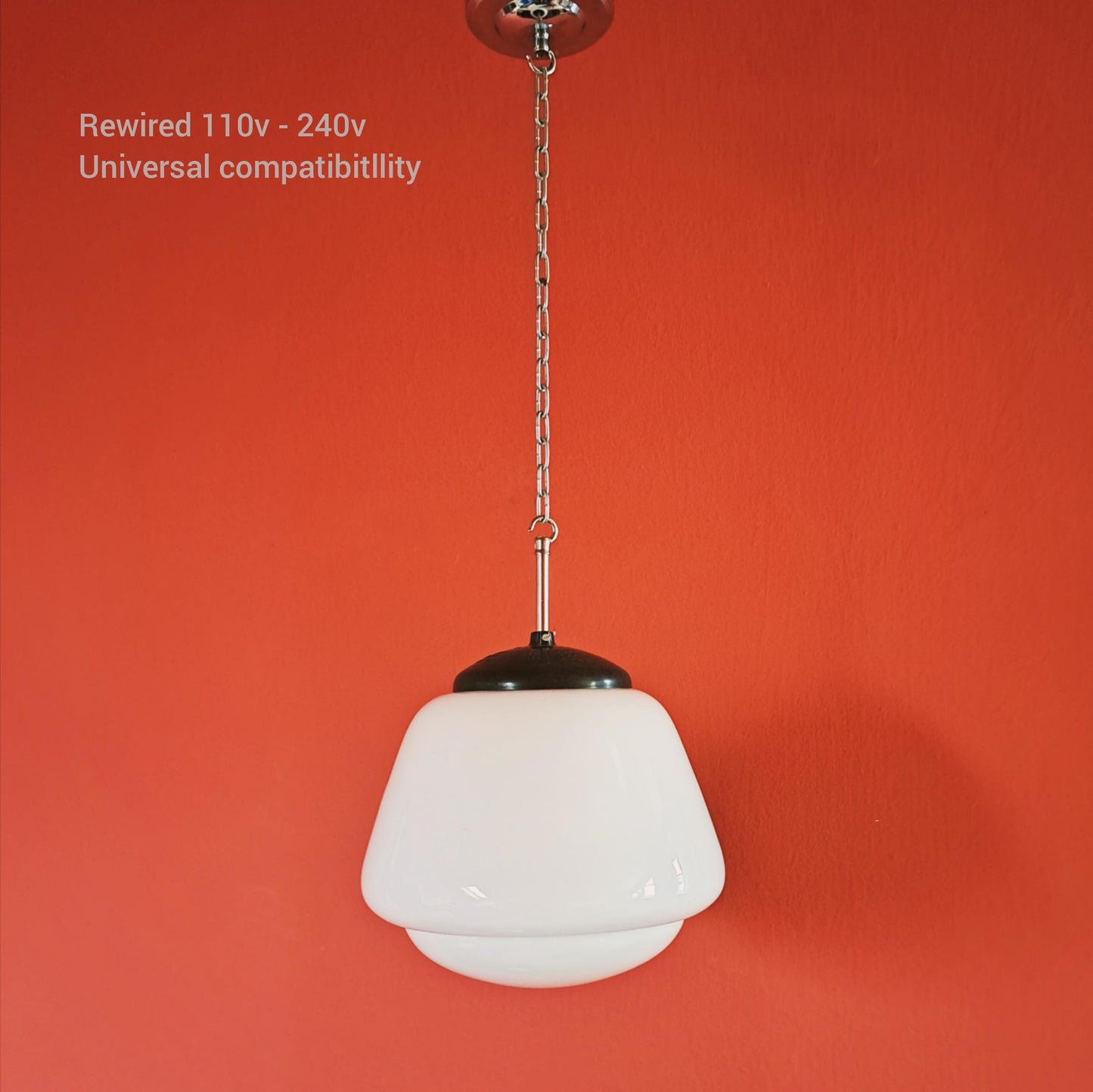 Mid Century Opaline Glass Schoolhouse Pendant Lights MULTIPLES AVAILABLE