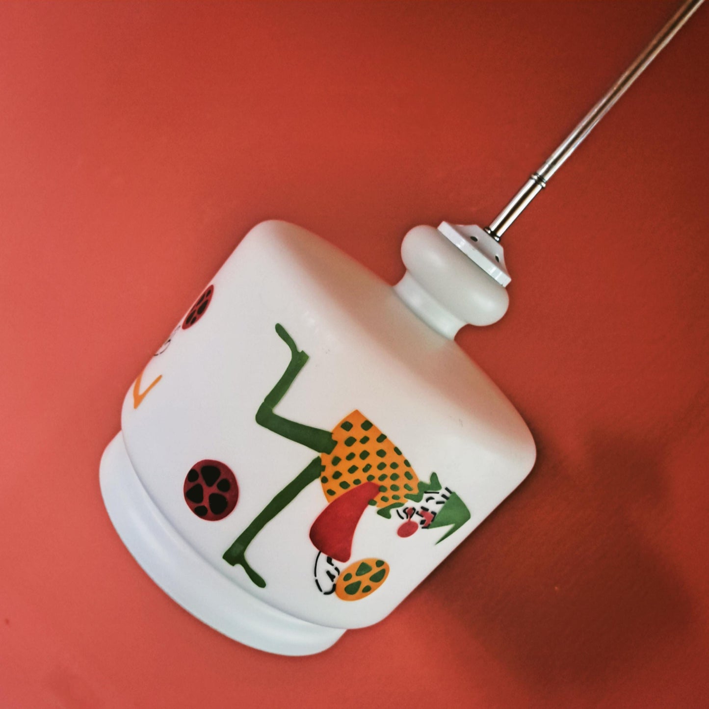 Vintage Clown Nursery Opaline Glass Pendant Light
