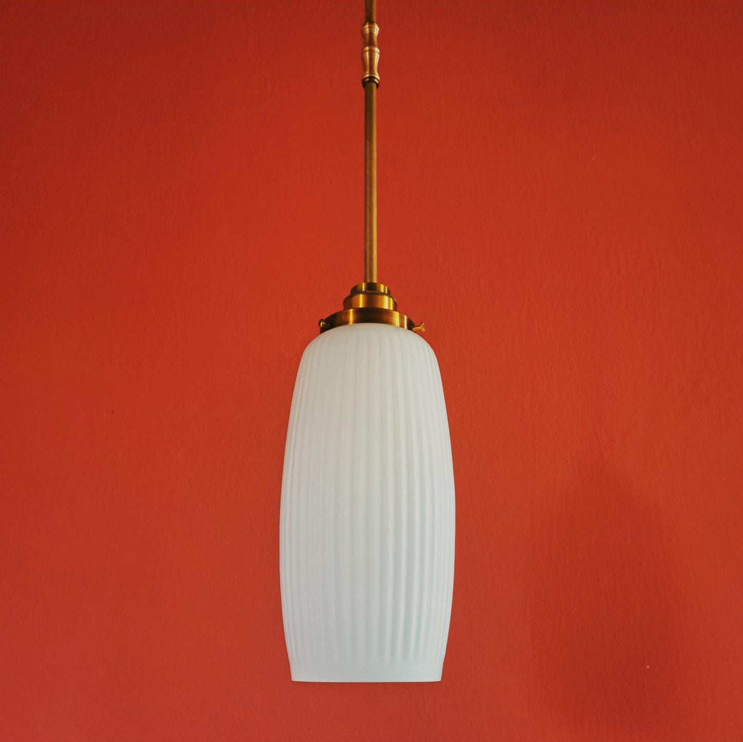 Vintage Ribbed Opaline Glass Pendant Lights MULTIPLES AVAILABLE