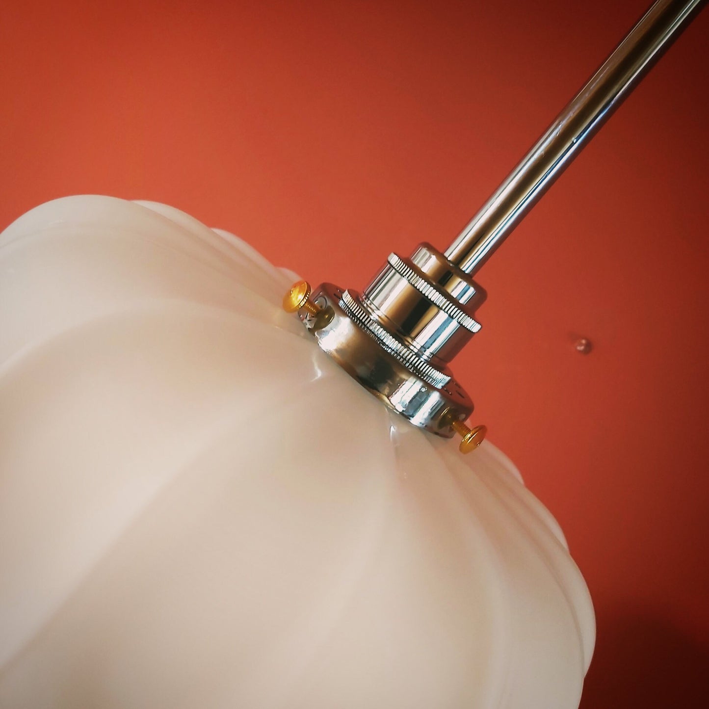 Mid Century Modern Brutalist Opaline Glass Pendant Light MULTIPLES AVAILABLE