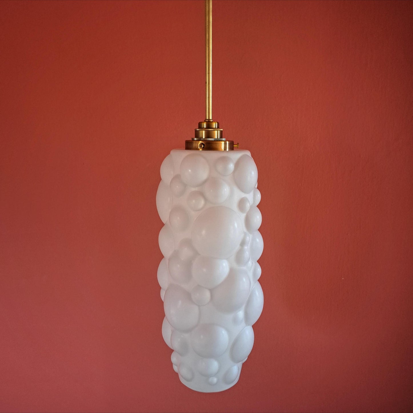 Vintage 1960's white opaline milk glass bubble pendant light