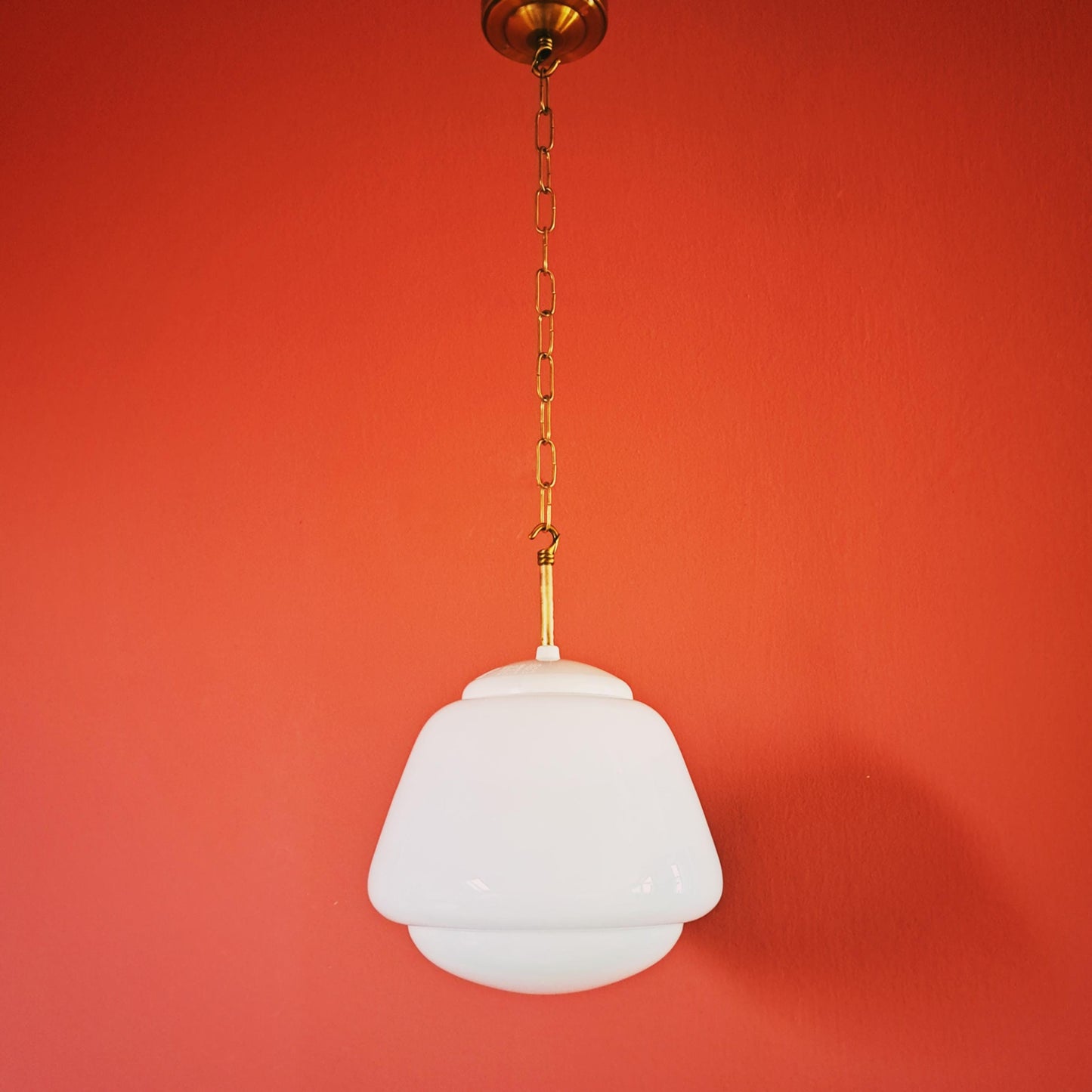 Mid Century Opaline Glass Schoolhouse Pendant Lights MULTIPLES AVAILABLE