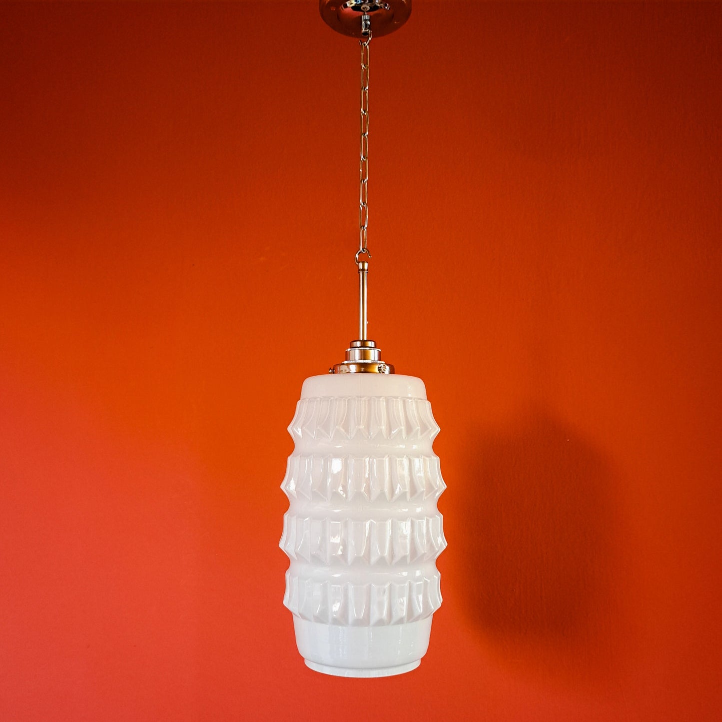 Vintage Milk Glass Opaline Pendant Light