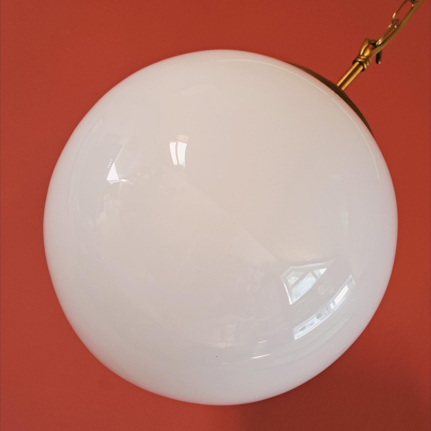 Vintage Brass Opaline Glass Globe Pendant Lights MULTIPLES AVAILABLE