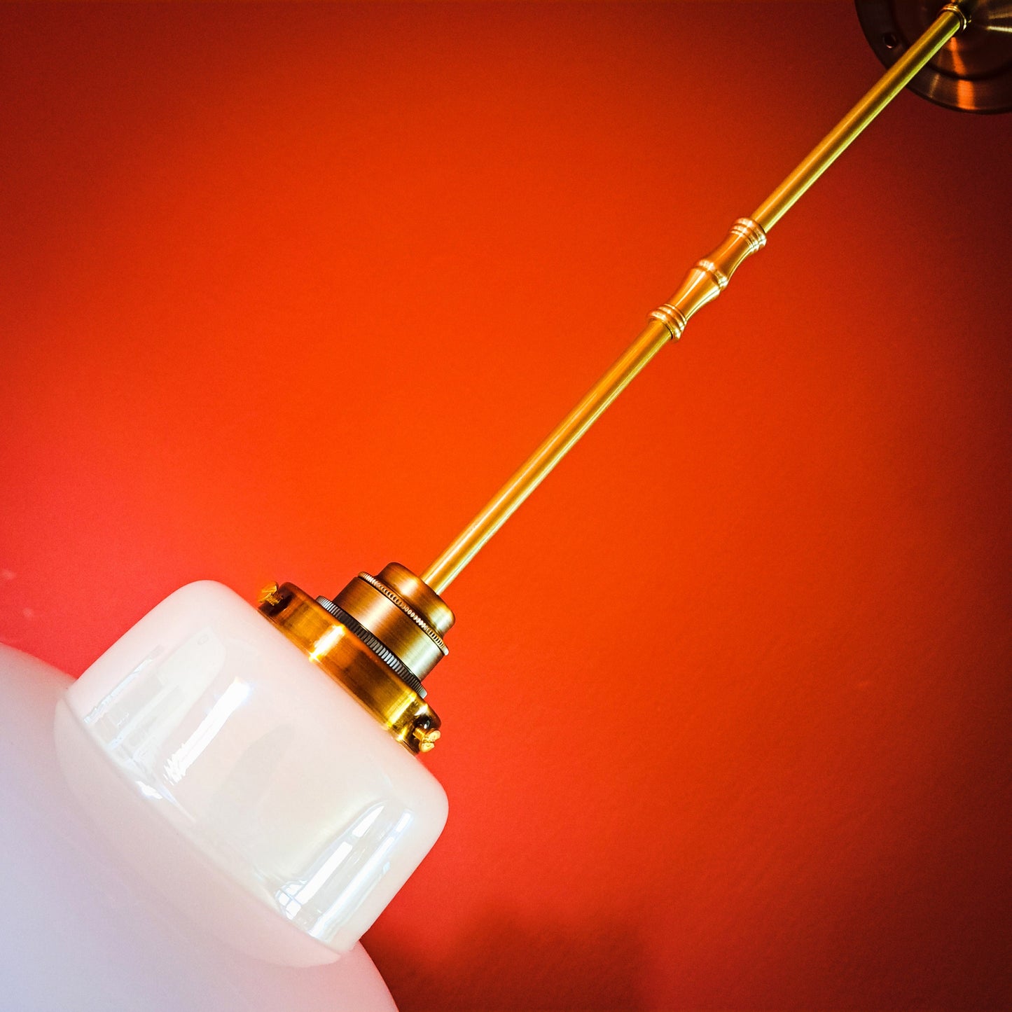 Vintage Opaline Glass Pendant Light: Rose Hip Floral Lampshade