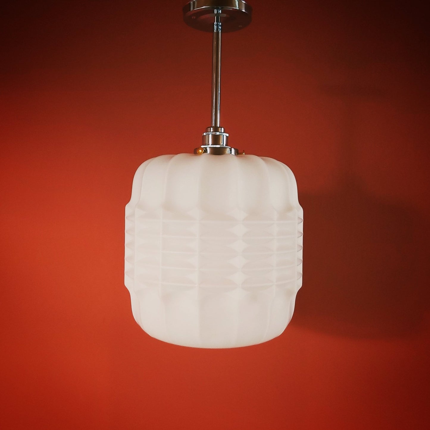 Mid Century Modern Brutalist Opaline Glass Pendant Light MULTIPLES AVAILABLE