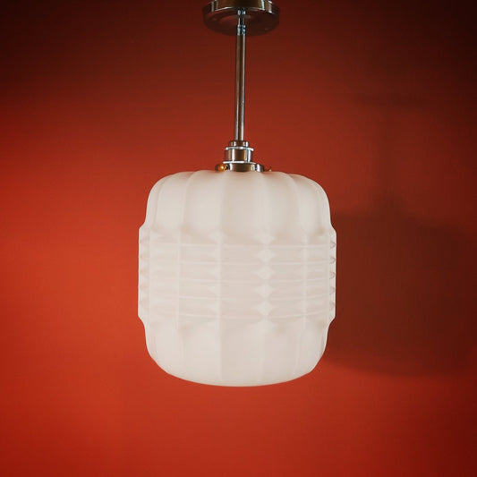 Mid Century Modern Brutalist Opaline Glass Pendant Light MULTIPLES AVAILABLE