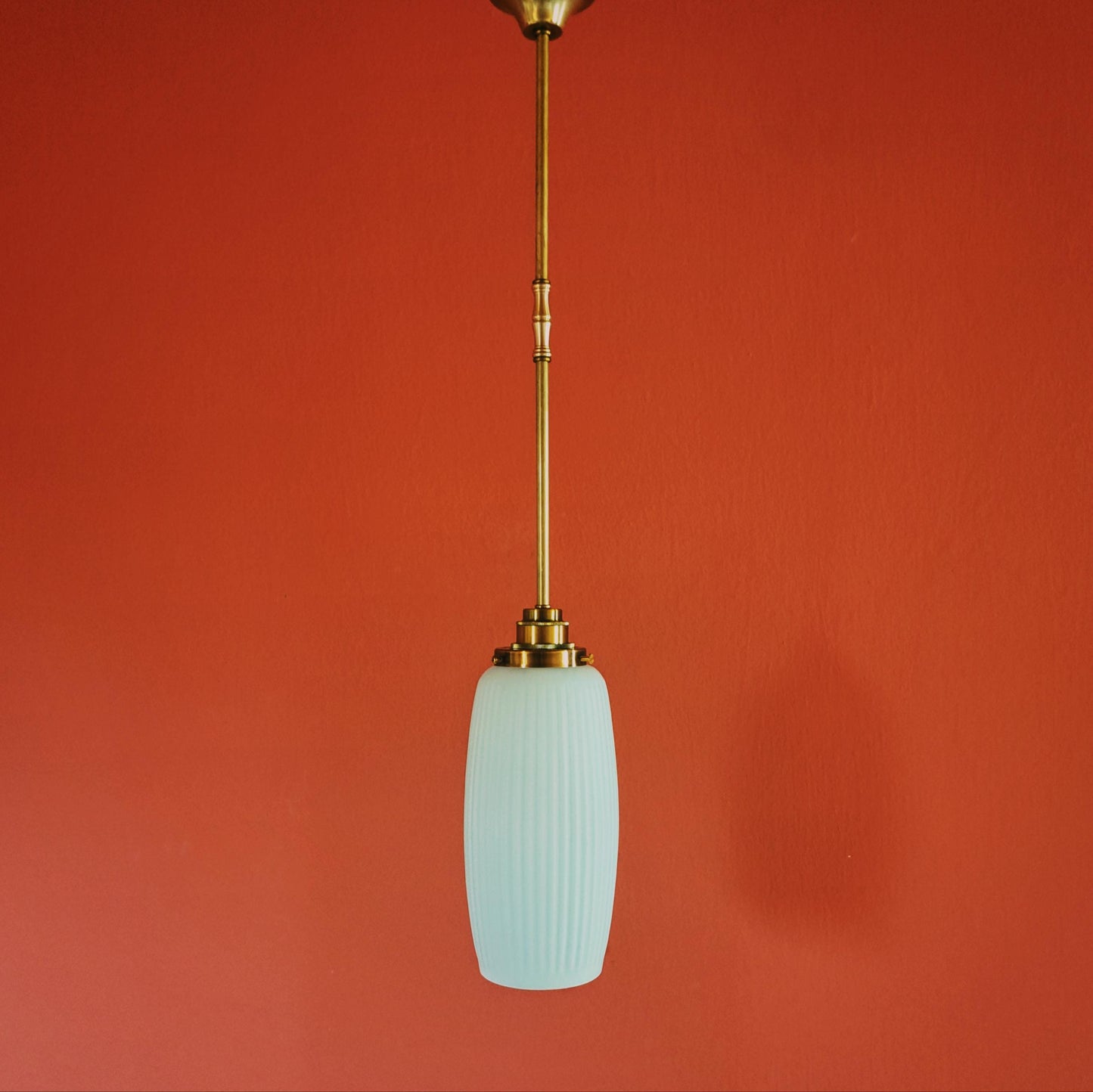 Vintage Ribbed Opaline Glass Pendant Lights MULTIPLES AVAILABLE