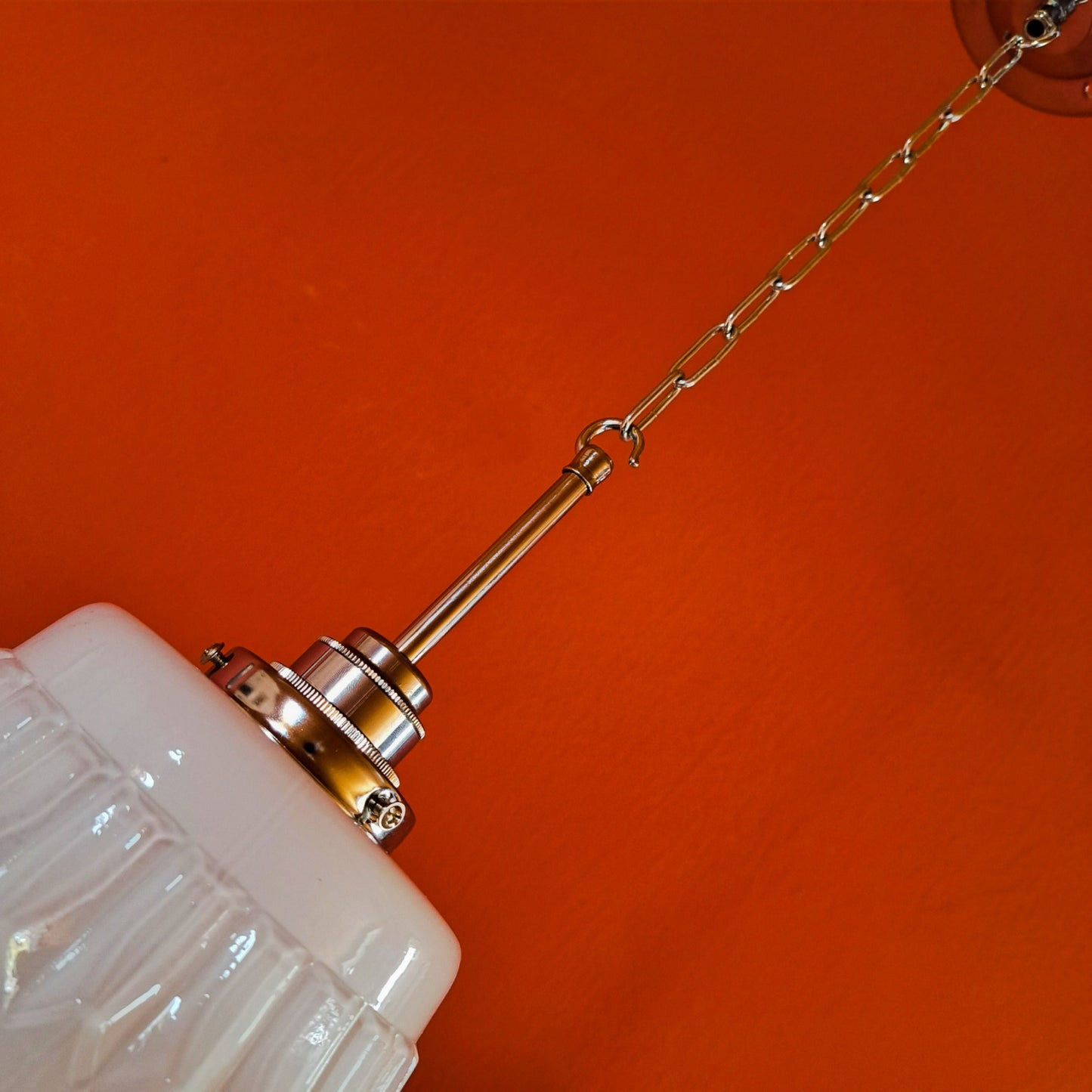 Vintage Milk Glass Opaline Pendant Light