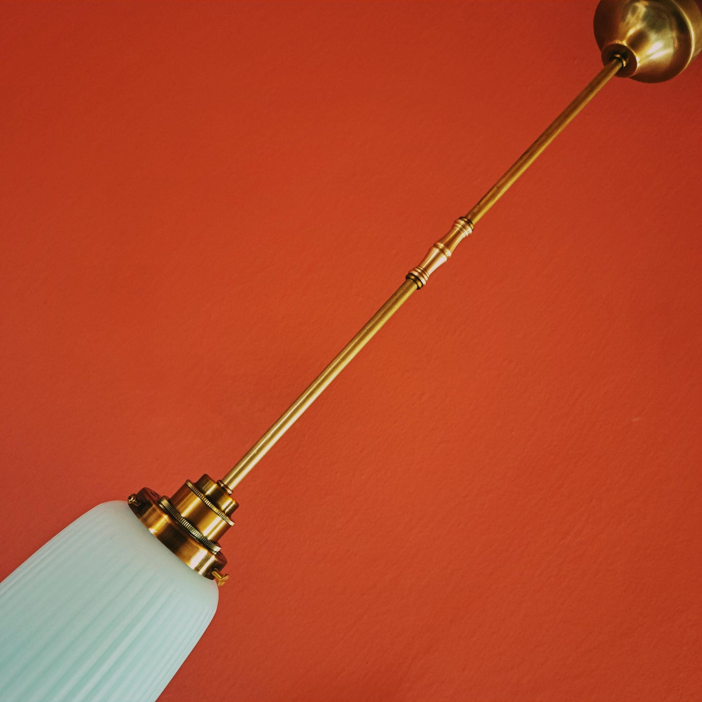 Vintage Ribbed Opaline Glass Pendant Lights MULTIPLES AVAILABLE