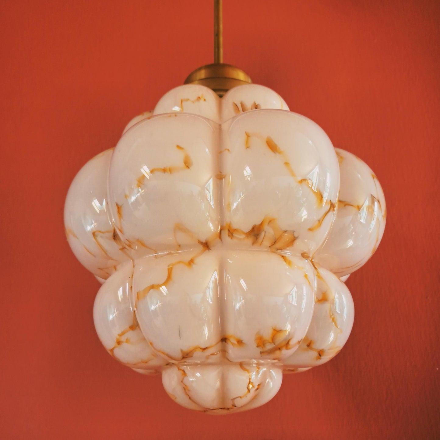 Art Deco Pink Marbled Murano Glass Pendant Light