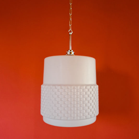 Large Vintage Opaline Glass Pendant Light
