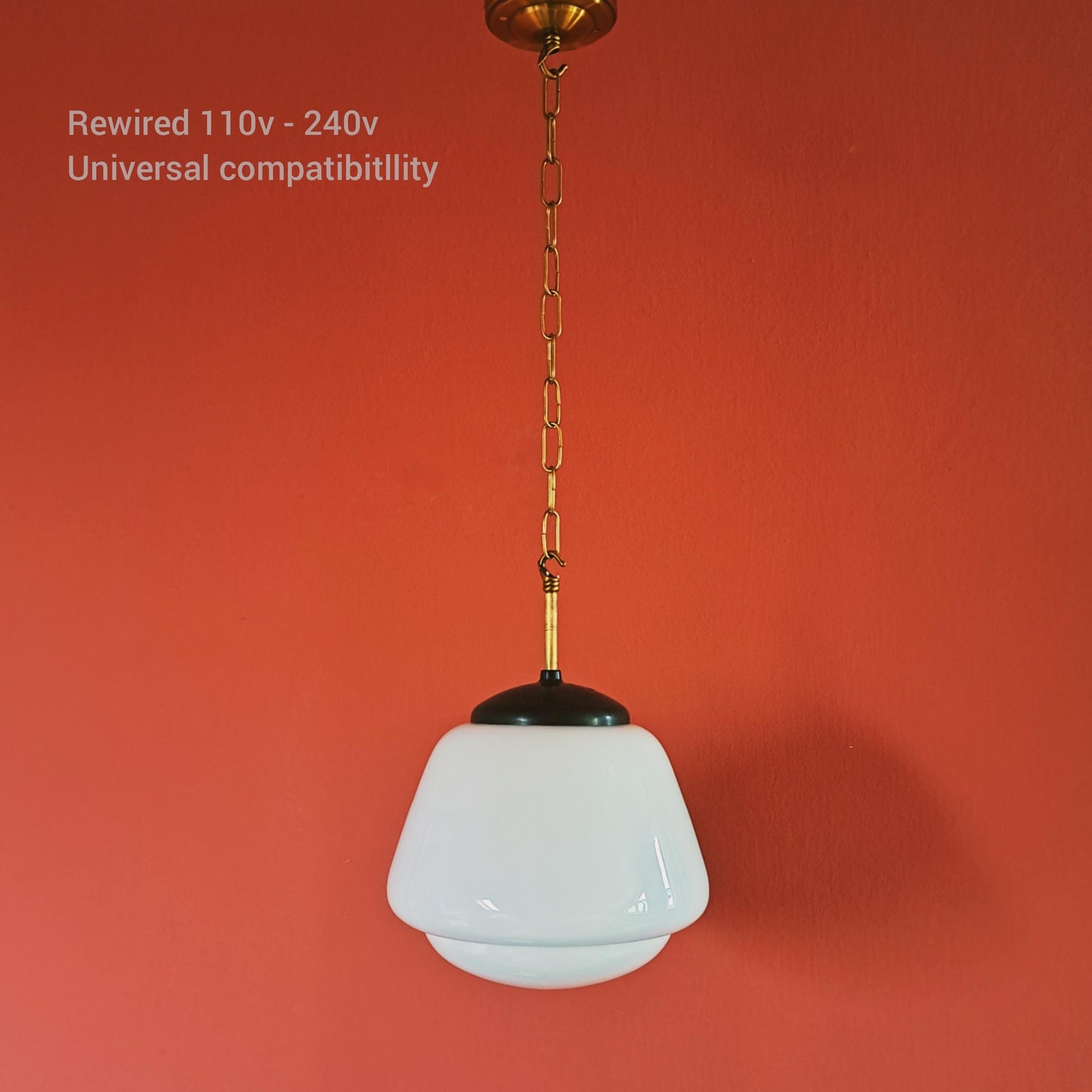 Mid Century Opaline Glass Schoolhouse Pendant Lights MULTIPLES AVAILABLE