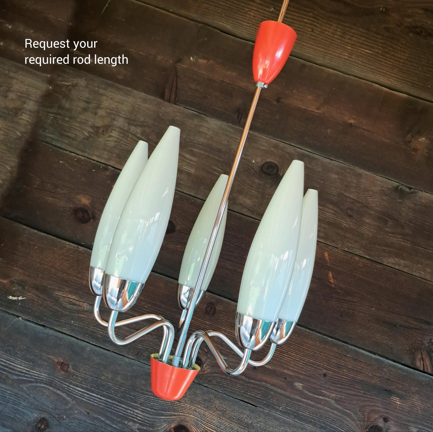 Mid Century Space Age Opaline Glass Pendant Light Orange