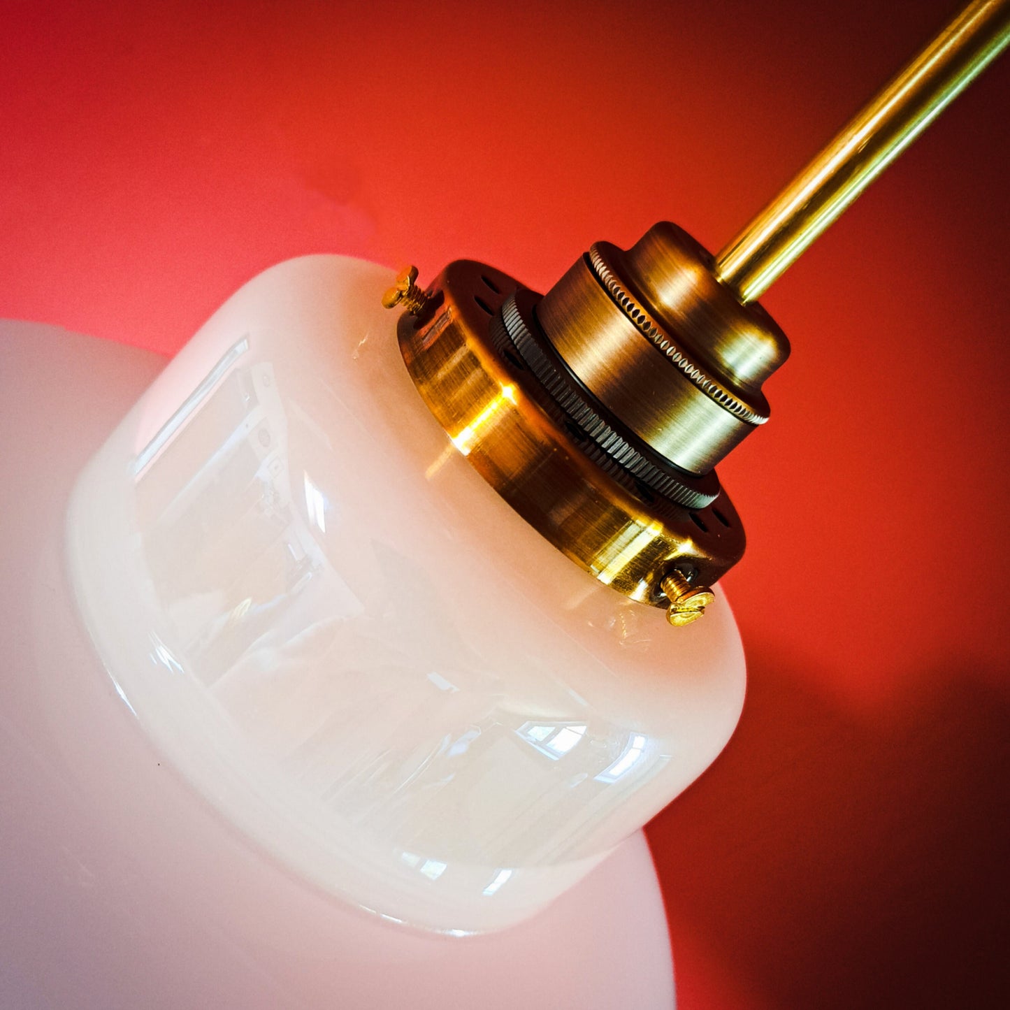 Vintage Opaline Glass Pendant Light: Rose Hip Floral Lampshade