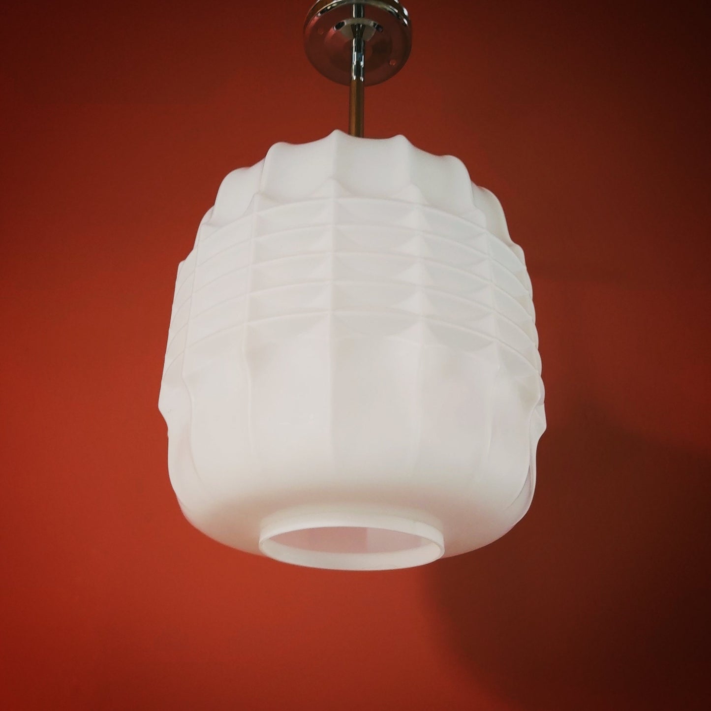 Mid Century Modern Brutalist Opaline Glass Pendant Light MULTIPLES AVAILABLE