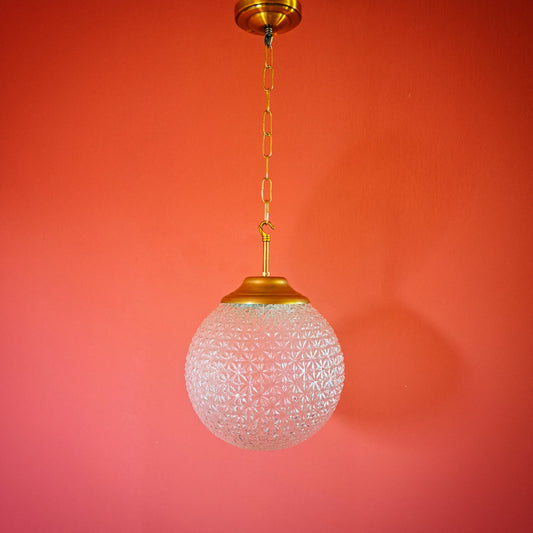 Mid Century Glass Globe Pendant Lights: Brass Kitchen Lighting