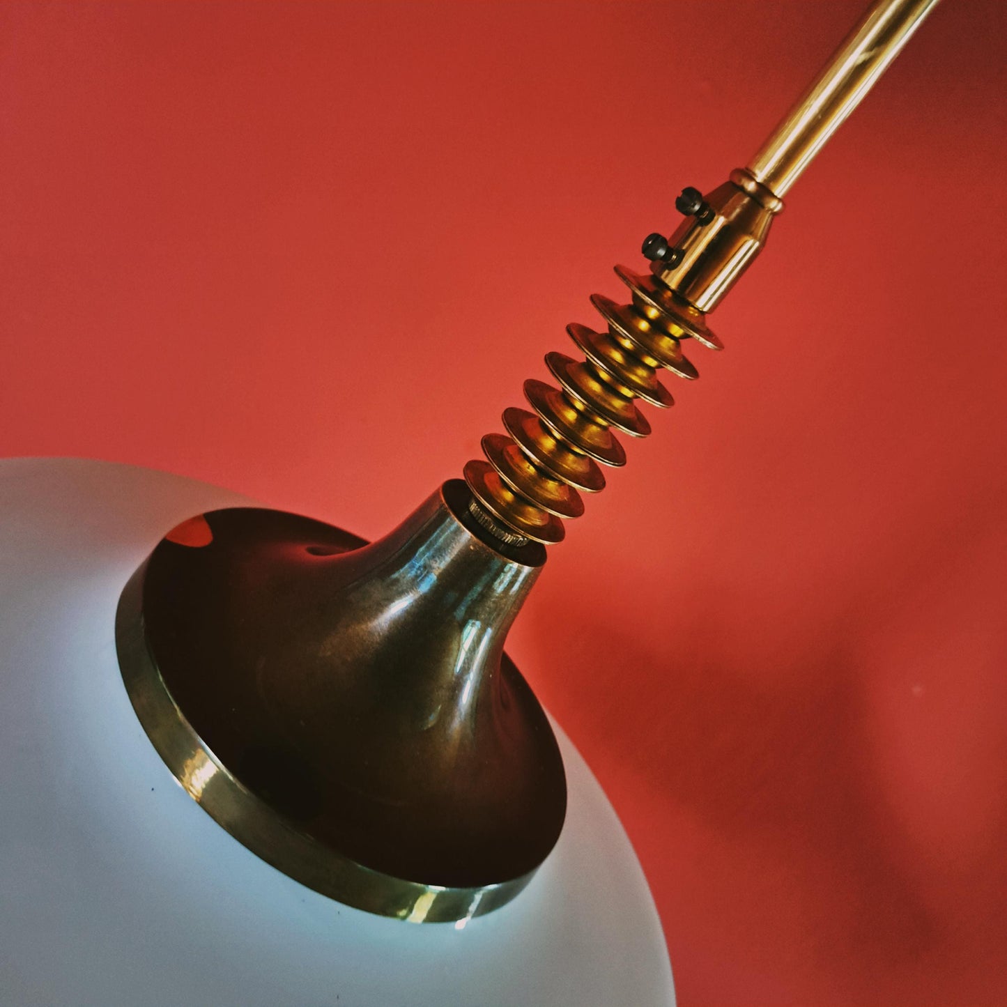 Mid Century Opaline Glass Pendant Light Vintage Brass MULTIPLES AVAILABLE