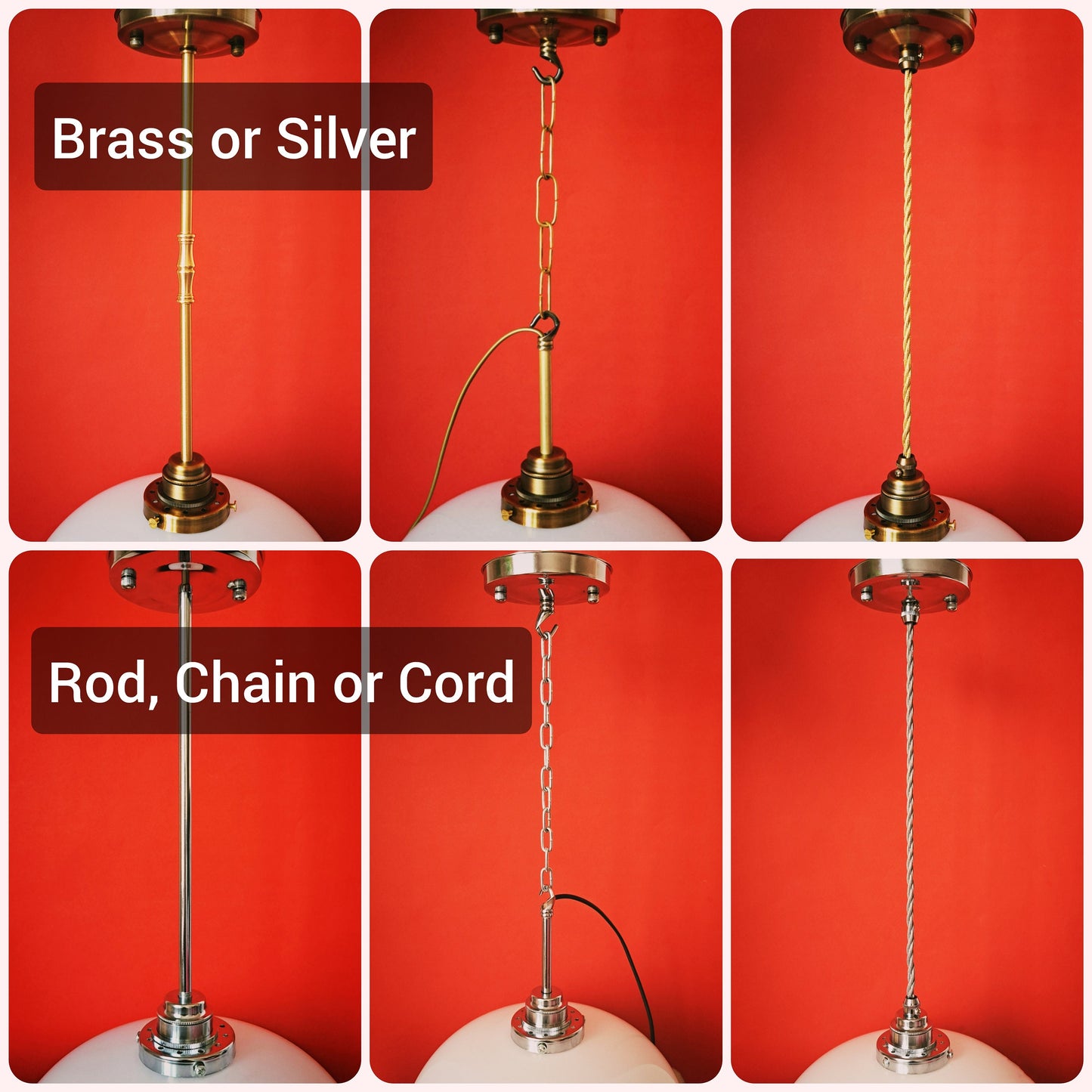 Mid Century Modern Brutalist Opaline Glass Pendant Light MULTIPLES AVAILABLE