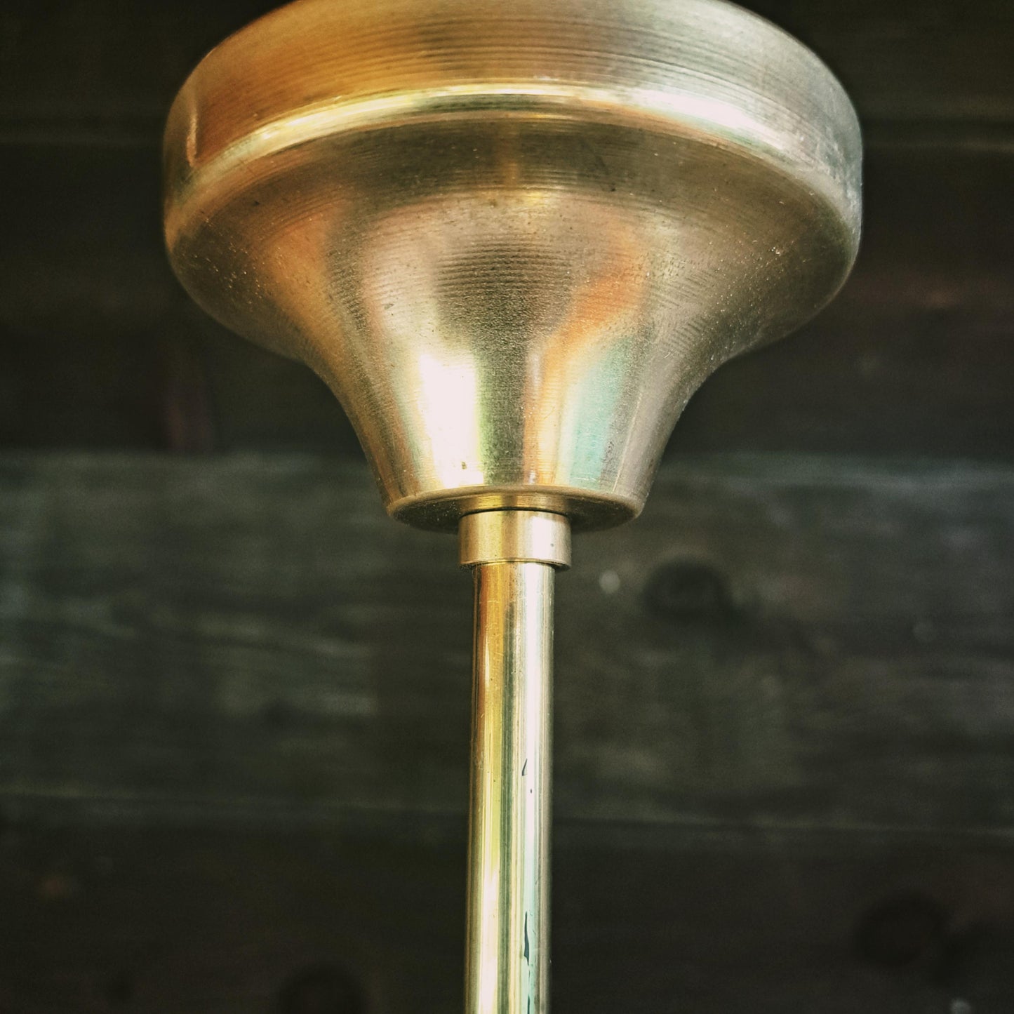 Mid Century Brass Opaline Glass Pendant Light