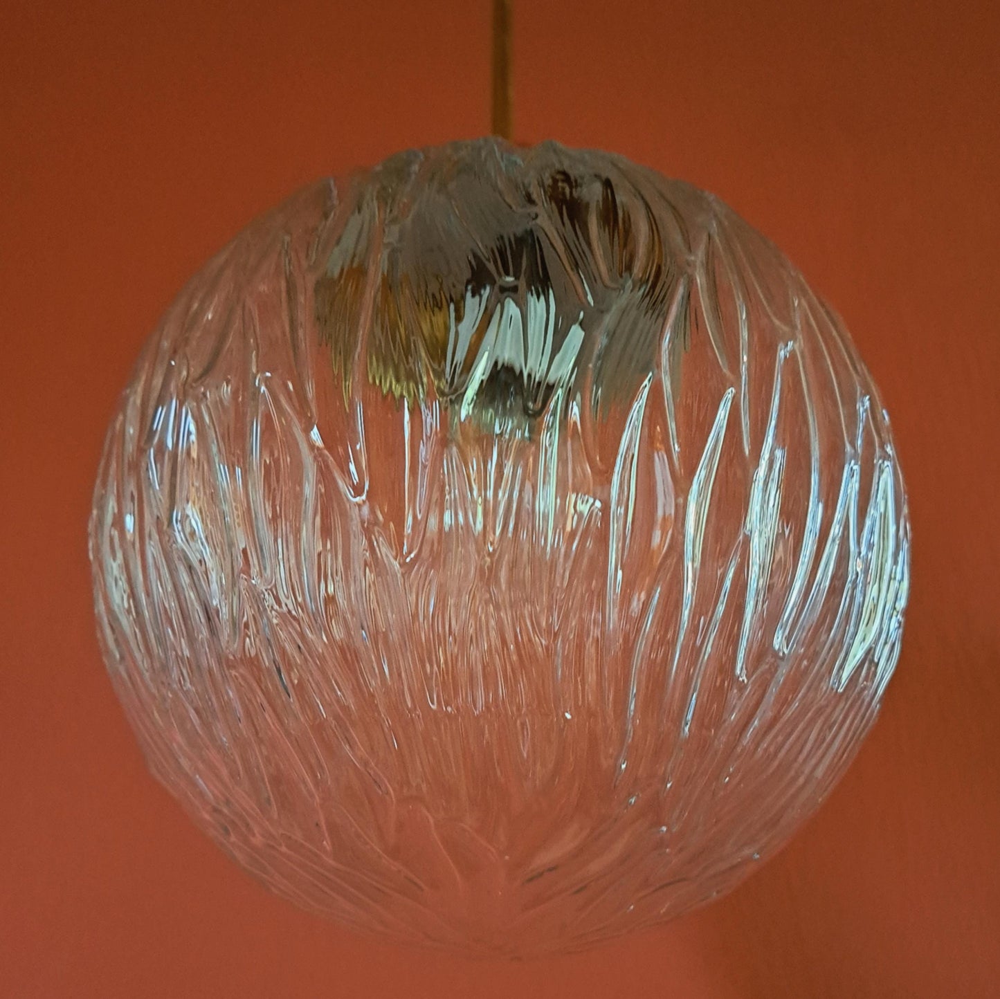 3 x Mid Century Glass Brass Globe Pendant Lights