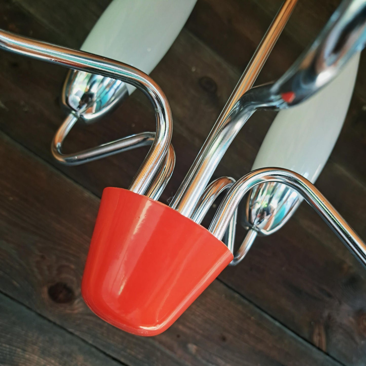 Mid Century Space Age Opaline Glass Pendant Light Orange