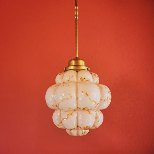 Art Deco Pink Marbled Murano Glass Pendant Light