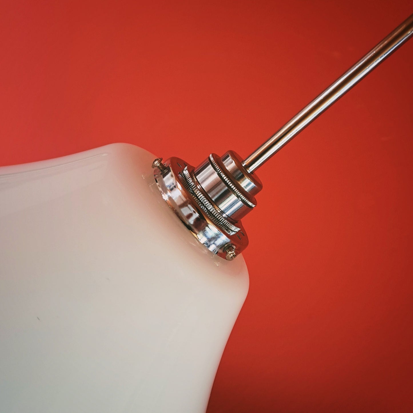 Vintage Floral Opaline Glass Pendant Light