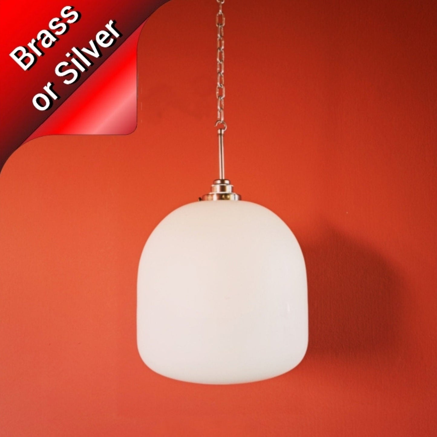 Mid Century Milk Glass Globe Dome Pendant Light